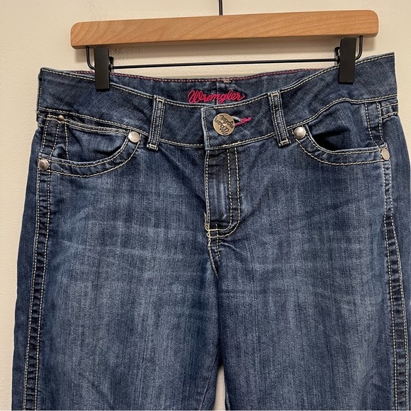WRANGLER Premium Patch Boot Cut Jeans Size 9/10x34 Style 09MWZBF - Picture 7 of 11